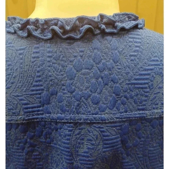Ruby Rd. Blue Textured Ruffles Zip Up jacket Size 8 - Picture 5 of 11